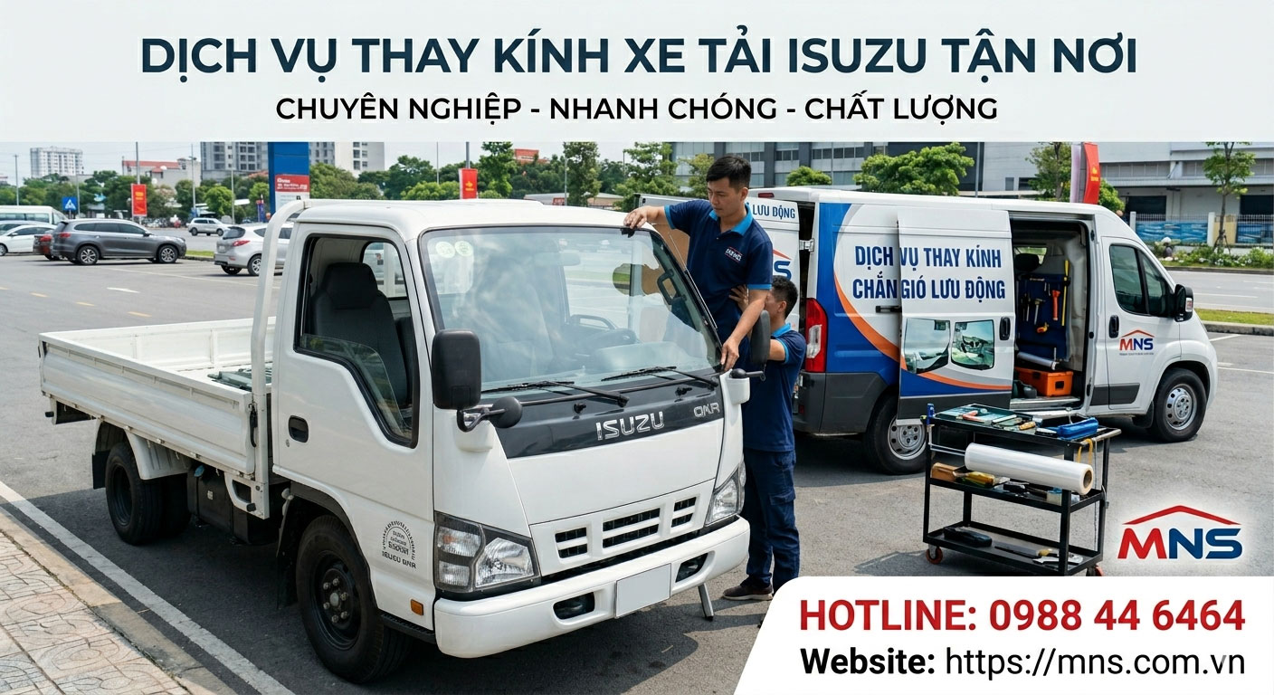 Thay kính xe tải Isuzu tận nơi