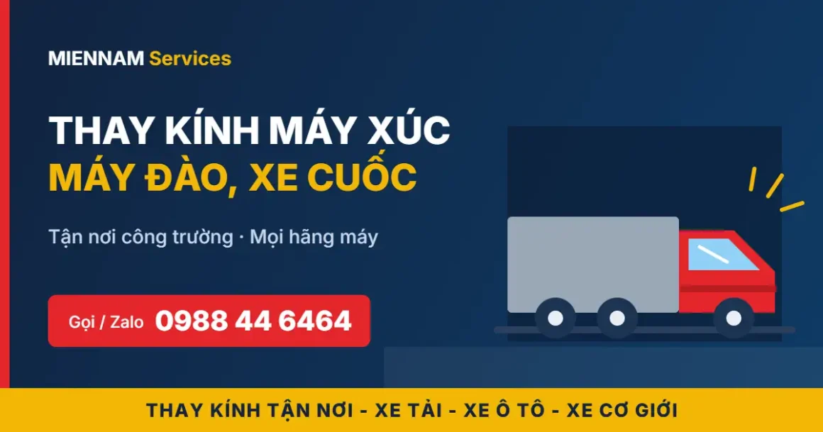 Thay Kính Máy Xúc, Máy Đào Tận Nơi Công Trường