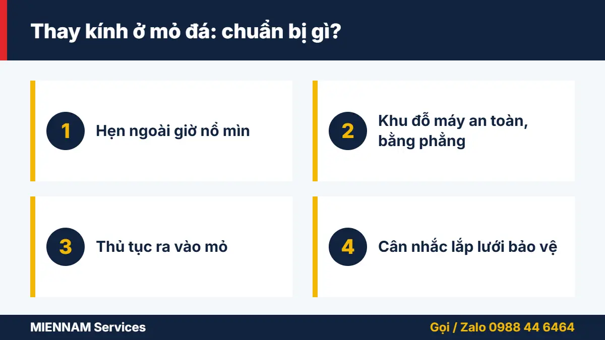 Thay kính ở mỏ đá: chuẩn bị gì?