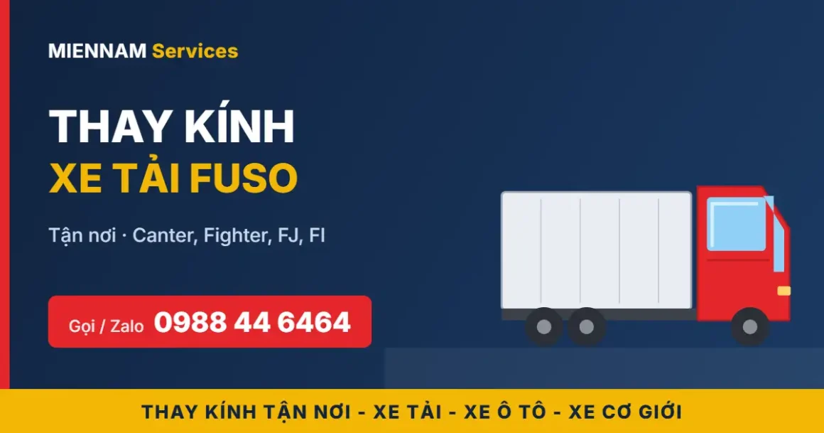 Thay kính xe tải Fuso tận nơi