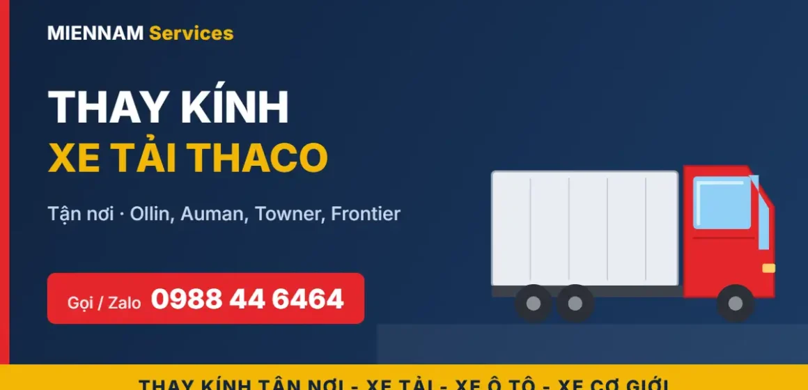Thay kính xe tải Thaco tận nơi