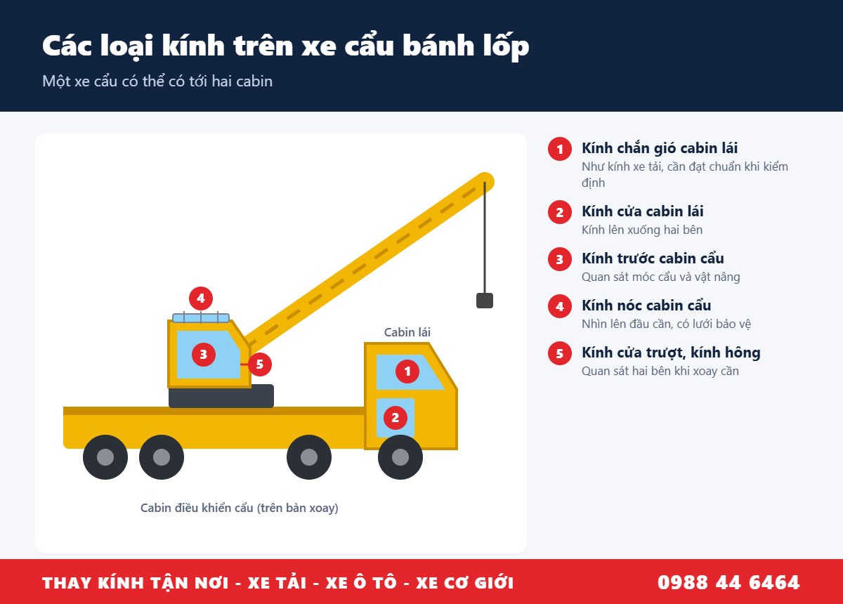 Sơ đồ các loại kính trên xe cẩu bánh lốp