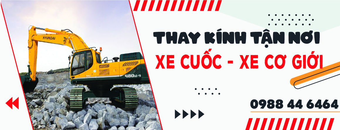 Thay kính xe cuốc, xe đào